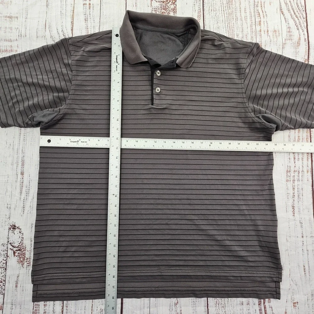 adidas Gray Striped Short Sleeve Polyester Performance Polo Shirt Men's 2XL